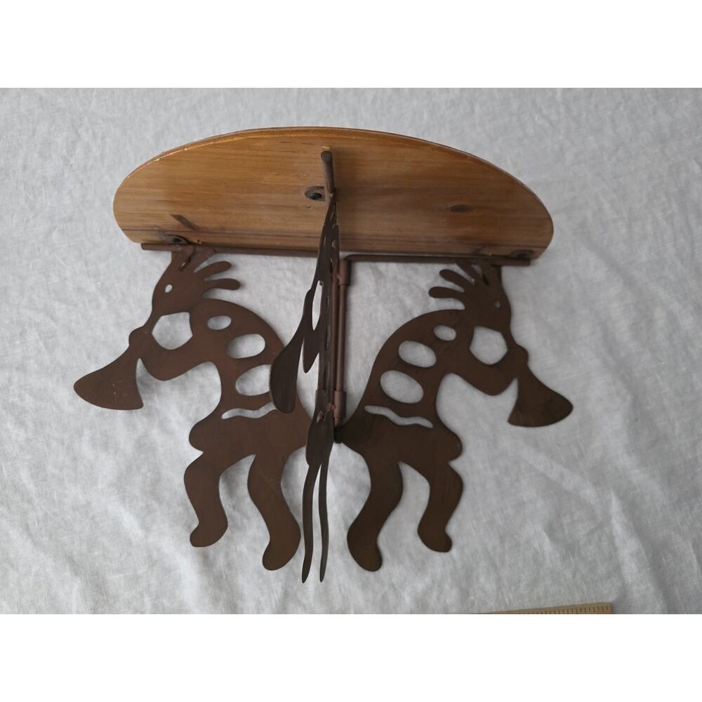 Vintage Kokopelli Wood and Metal Wall Shelf Native Southwestern Rustic